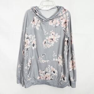 Women's Floral Pullover Hooded Lightweight Sweatshirt Size Small